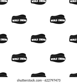 World cinema sign icon in black style isolated on white background. USA country pattern stock vector illustration.
