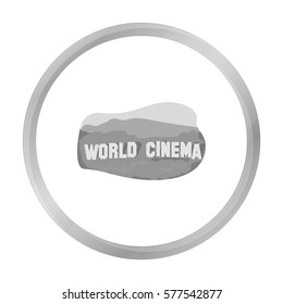 World cinema sign icon in monochrome style isolated on white background. USA country symbol stock vector illustration.