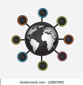 World and circle over white background vector illustration
