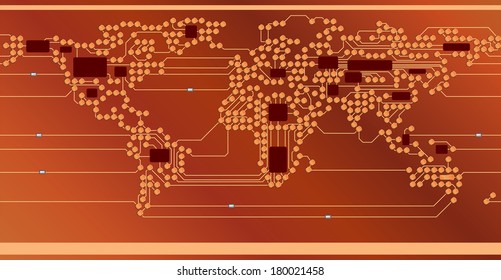 World circuit board vector