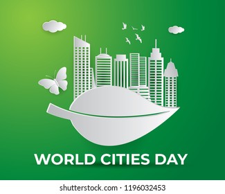 world cities day illustration vector,world cities day paper art illustration vector,cities day illustration vector