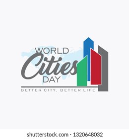 World cities day letter vector image background. Creative letter with abstract building and world map. Vector illustration EPS.8 EPS.10