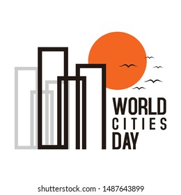 World cities day letter vector image on the white background. Creative letter world cities day with city view. Vector illustration EPS.8 EPS.10