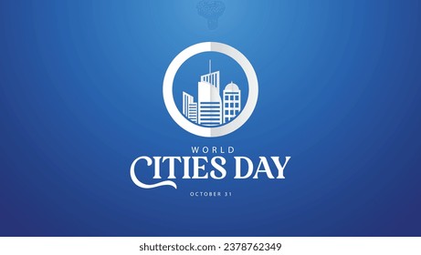 World cities day. Vector illustration of a building from origami paper. Suitable for banners, web, social media, greeting cards etc