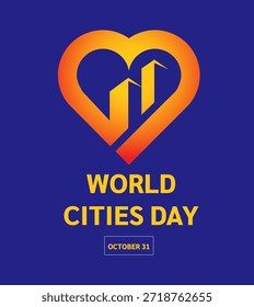 Ilustración vectorial del Día Mundial de las Ciudades. 31 de octubre. Conveniente para la tarjeta de felicitación, el cartel y el Anuncio
