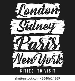 World Cities Graphic Design For T-shirt 