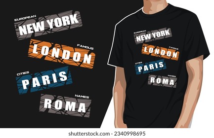 world city design typography vector illustration shirt editable template