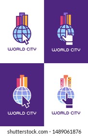 World City Emblem. Set of logo designs on a range of subjects of "Global Communication Technologies".