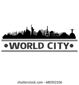 World City Skyline Silhouette City Vector Design Art