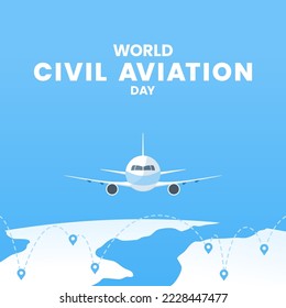 World Civil Aviation Day Poster Celebration December Background Template Vector Illustration to Raise Awareness Role of Aviation