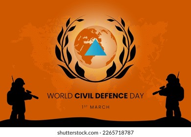 Día Mundial de la Defensa Civil el 1 de marzo, saludo ilustración vectorial