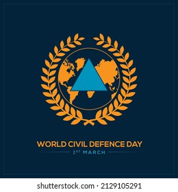 World Civil Defence Day with a symbol of rice surrounding the earth and a triangular symbol, vector illustration