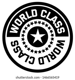 WORLD CLASS stamp on white background
