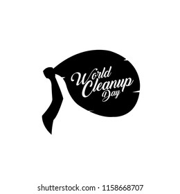 world clean up day cute typography vector. Celebration of environmental hygiene in the world. plastic bag elements.
