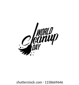 world clean up day cute typography vector. Celebration of environmental hygiene in the world. plastic bag elements.
