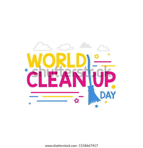 World Clean Day Cute Typography Vector Stock Vector (Royalty Free ...