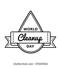 World Cleanup day emblem isolated vector illustration on white background. 4 june global ecology holiday event label, greeting card decoration graphic element