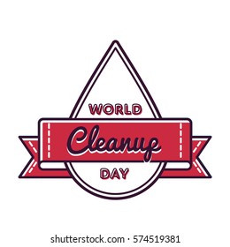 World Cleanup day emblem isolated vector illustration on white background. 4 june global ecology holiday event label, greeting card decoration graphic element