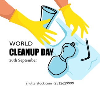 World Cleanup Day illustration. 20 September event. Environmental event. Cleanup day, World Earth Day. Vector illustration.