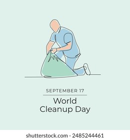 World Cleanup Day. Line art design. Environment design. Good for celebration template usage. Continuous line. eps 10.