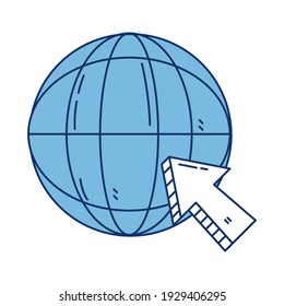 icono de conexión de flecha de clic en el mundo