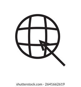 World click symbol. Internet world icon with mouse click pointer for digital access.
