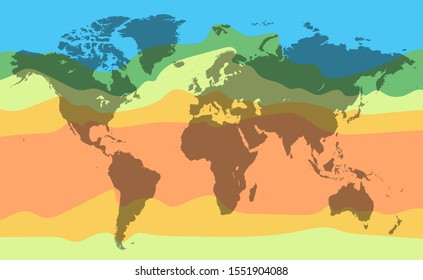 World climate temperature map. Detailed vector illustration for your projects.