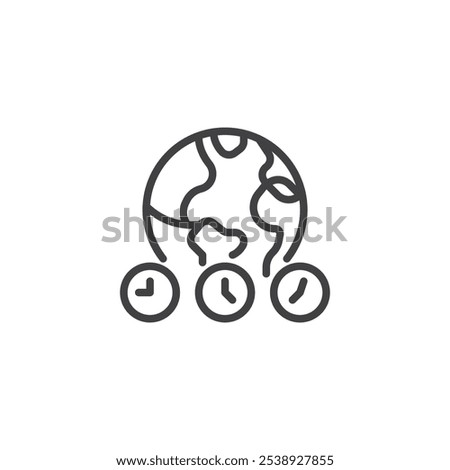 World Clock line icon. linear style sign for mobile concept and web design. Multiple time zones outline vector icon. Global time symbol, logo illustration. Vector graphics