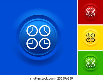 World Clock on Blue Bevel Round Button