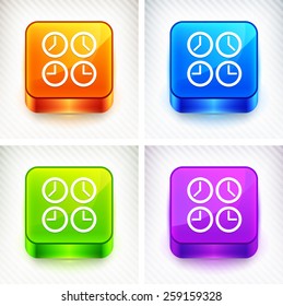 World Clock on Color Square Buttons