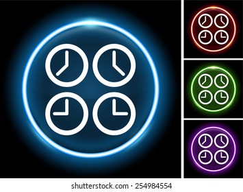 World Clock on Glowing Round Button