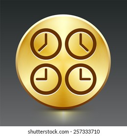 World Clock on Gold Round Button