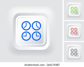World Clock on White Square Button