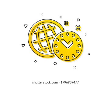 Signo del reloj del mundo. Icono de administración de tiempo. Símbolo de observación. Patrón de círculos amarillos. Icono de administración de tiempo clásico. Elementos geométricos. Vector