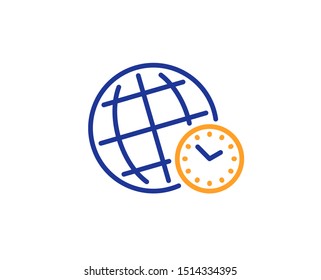 World clock sign. Time zone line icon. Watch symbol. Colorful outline concept. Blue and orange thin line time zone icon. Vector