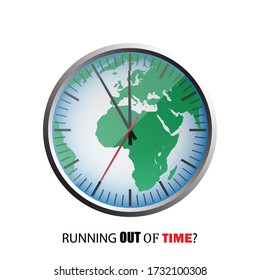 The world as a clock, symbol for running out of time, vector illustration design
