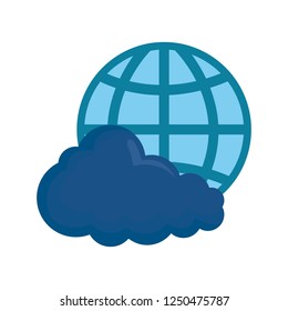 world cloud computing on white background