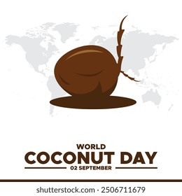 World Coconut Day, 02 September, greeting card, stock illustration, editable template, World Coconut Day concept design.