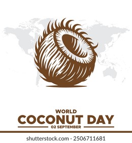 World Coconut Day, 02 September, greeting card, stock illustration, editable template, World Coconut Day concept design.