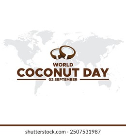 World Coconut Day, 02 September, greeting card, stock illustration, editable template, World Coconut Day concept design.