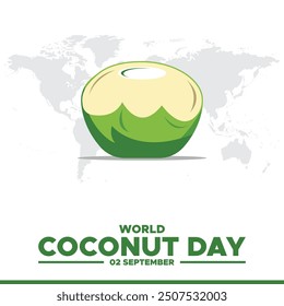 World Coconut Day, 02 September, greeting card, stock illustration, editable template, World Coconut Day concept design.