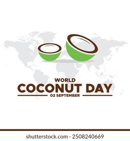 World Coconut Day, 02 September, greeting card, stock illustration, editable template, World Coconut Day concept design.