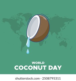 World Coconut Day, 02 September, greeting card, stock illustration, editable template, World Coconut Day concept design.