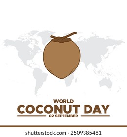 World Coconut Day, 02 September, greeting card, stock illustration, editable template, World Coconut Day concept design.