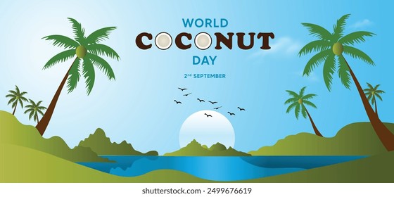 world coconut day 2nd September vector poster