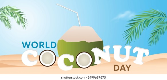 world coconut day 2nd September vector poster