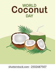 World Coconut Day. 2nd September celebration background, banner, social media post.