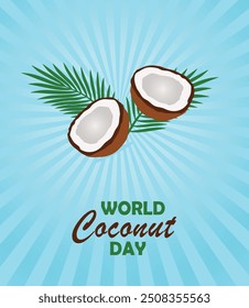  World coconut day 2nd September vector poster design illustration.