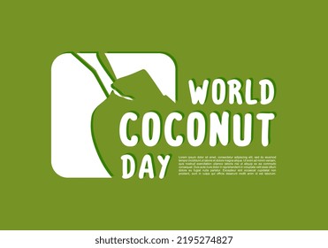World coconut day background banner poster with coconut symbol on green color on September 2.