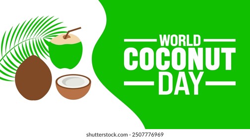 World Coconut Day background or banner design template. Holiday concept. Template for background, banner, card, poster, placard, design template with unique shapes with standard color.